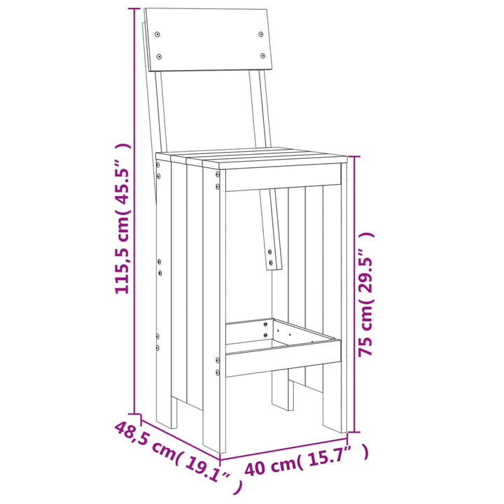 Set Mobilier De Bar, 3 Piese, Maro Miere, Lemn Masiv De Pin