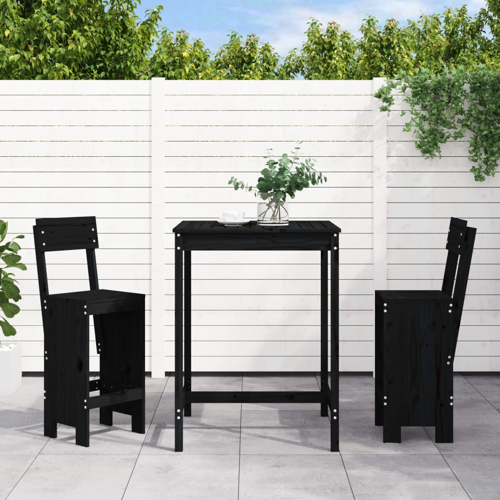 Set Mobilier De Bar, 3 Piese, Maro Miere, Lemn Masiv De Pin