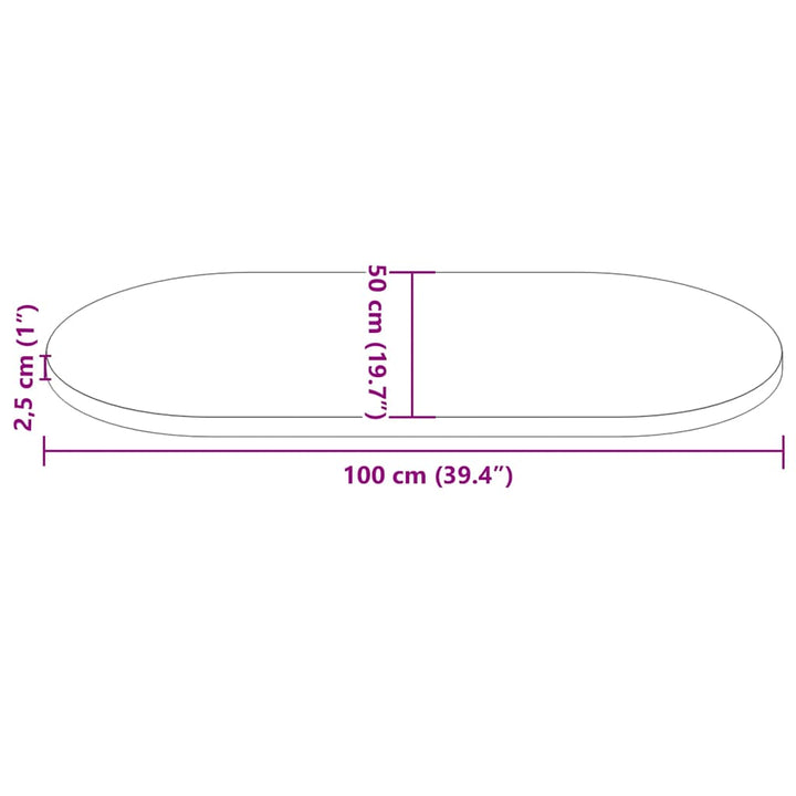 Blat De Masă, 100X50X2,5 Cm, Lemn Masiv De Pin, Oval