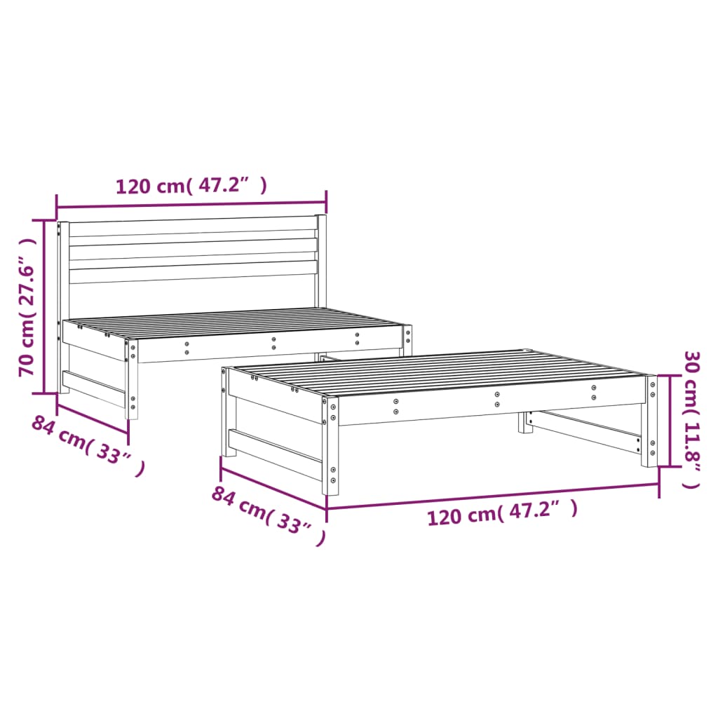 Set Mobilier Grădină, 2 Piese, Maro Miere, Lemn Masiv De Pin