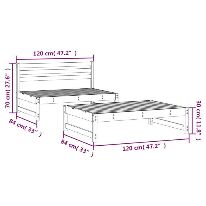 Set Mobilier Grădină, 2 Piese, Maro Miere, Lemn Masiv De Pin