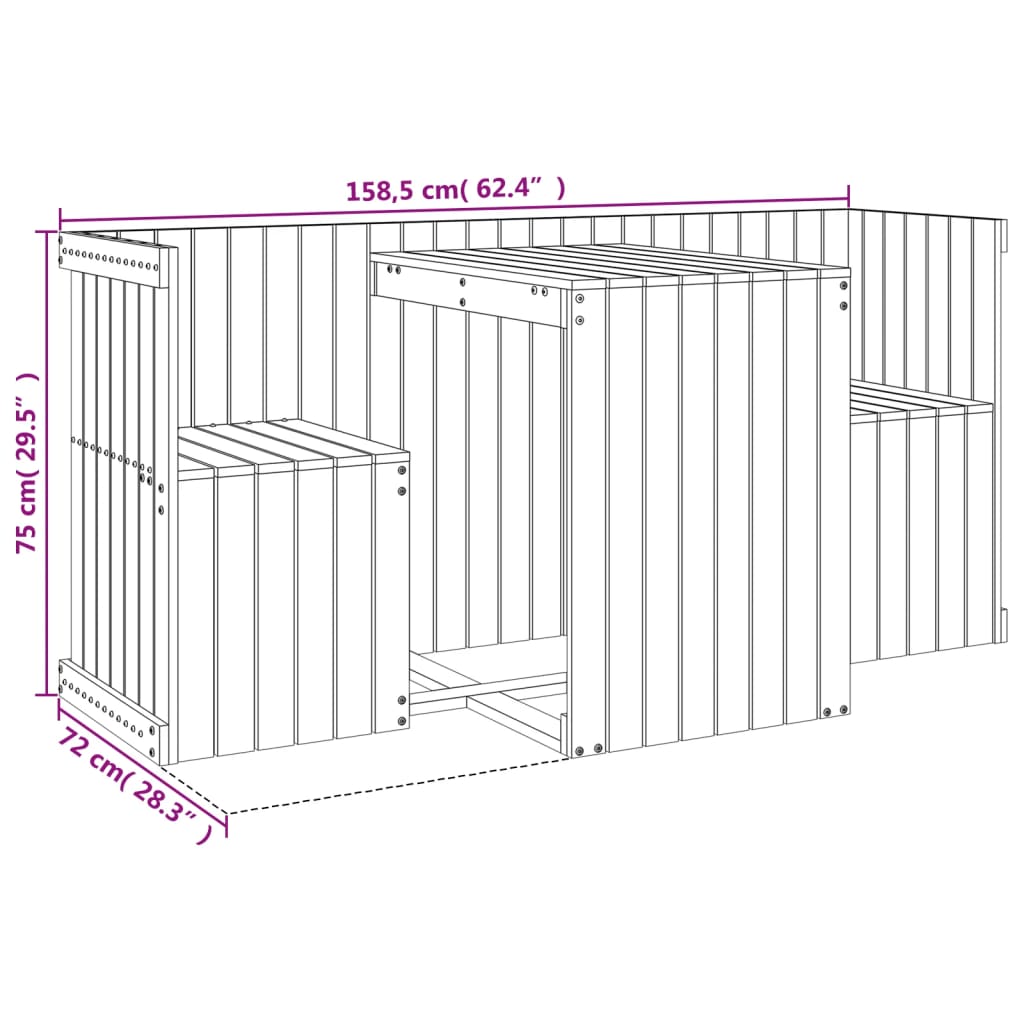 Set De Balcon Cu 2 Locuri, Lemn Masiv Douglas