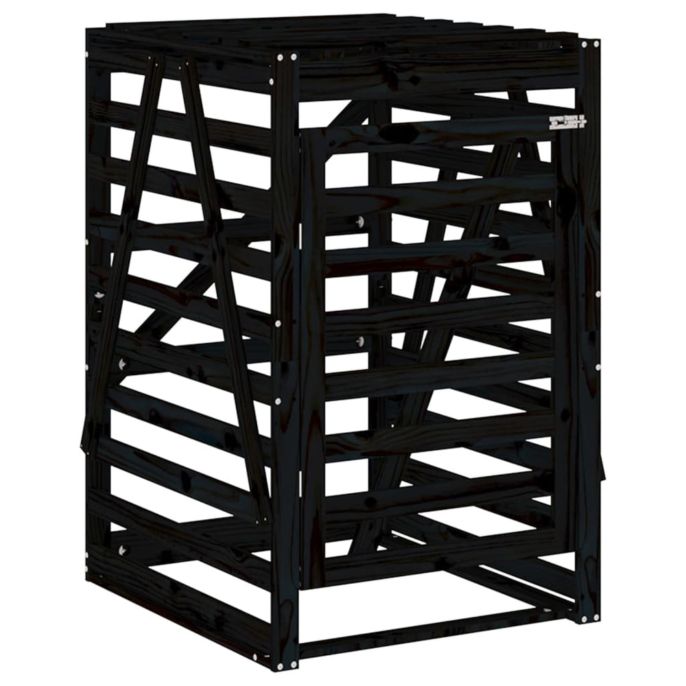 Depozitare Coș De Gunoi Negru 84X90X128,5 Cm Lemn Masiv De Pin