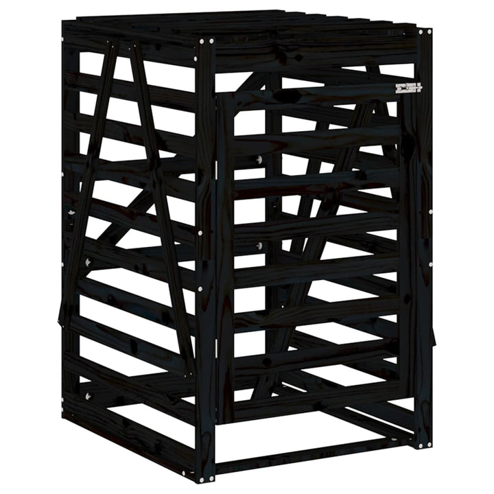 Depozitare Coș De Gunoi Negru 84X90X128,5 Cm Lemn Masiv De Pin