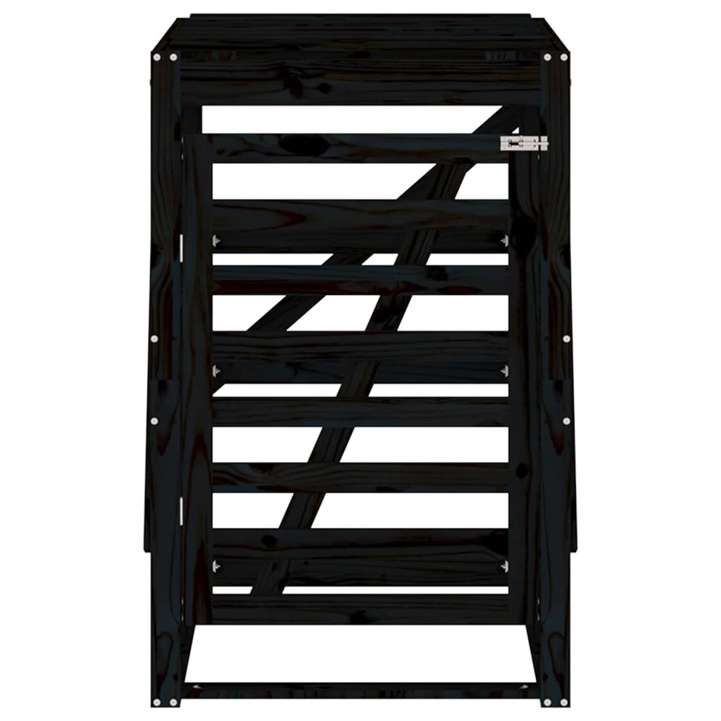 Depozitare Coș De Gunoi Negru 84X90X128,5 Cm Lemn Masiv De Pin