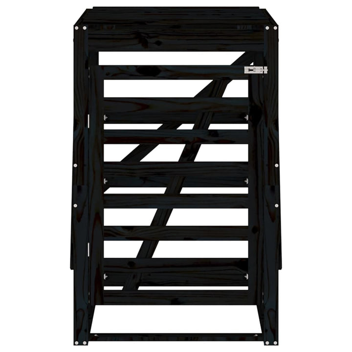 Depozitare Coș De Gunoi Negru 84X90X128,5 Cm Lemn Masiv De Pin