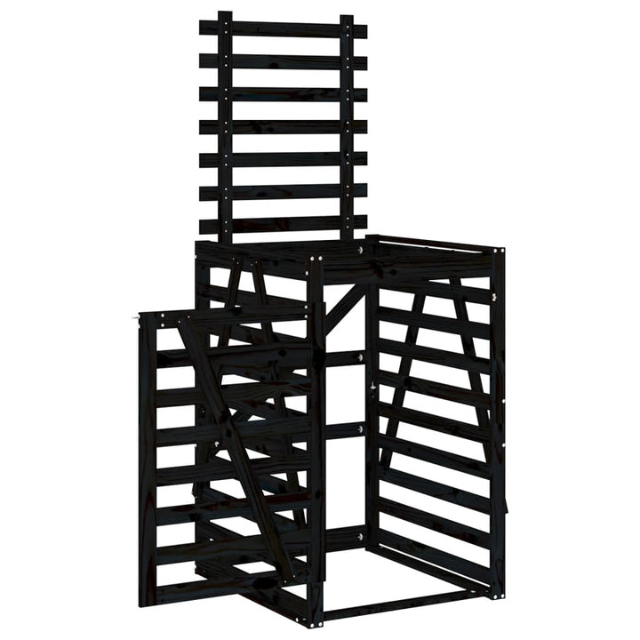 Depozitare Coș De Gunoi Negru 84X90X128,5 Cm Lemn Masiv De Pin