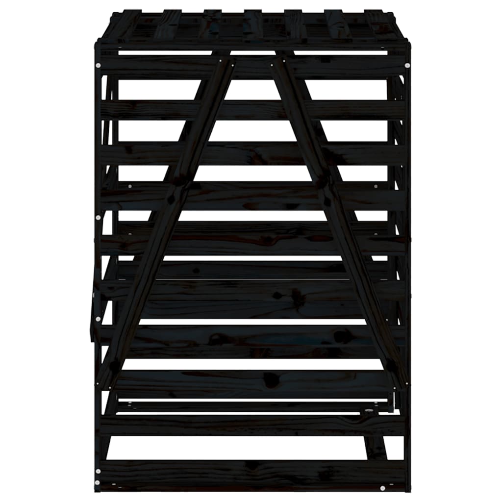 Depozitare Coș De Gunoi Negru 84X90X128,5 Cm Lemn Masiv De Pin