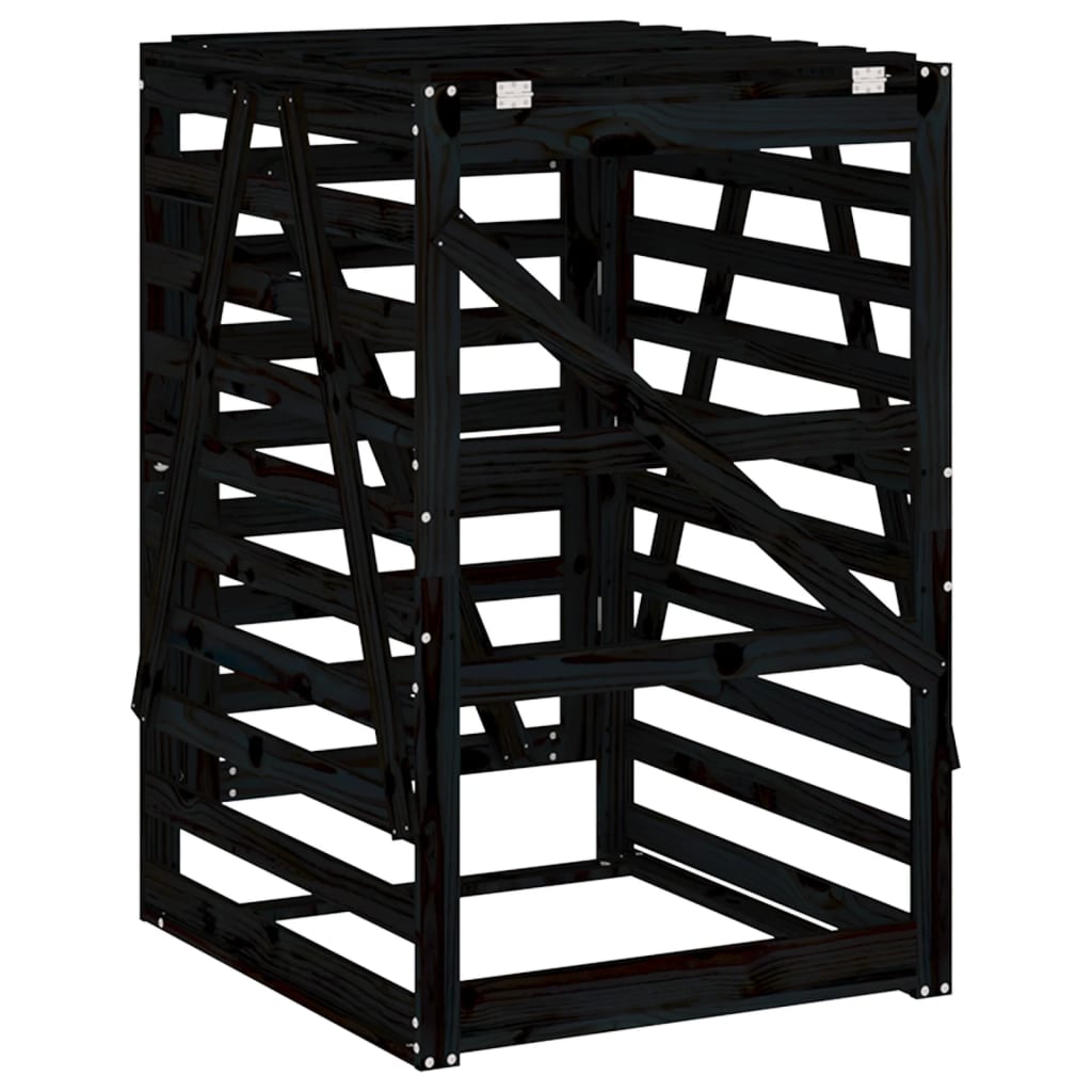 Depozitare Coș De Gunoi Negru 84X90X128,5 Cm Lemn Masiv De Pin