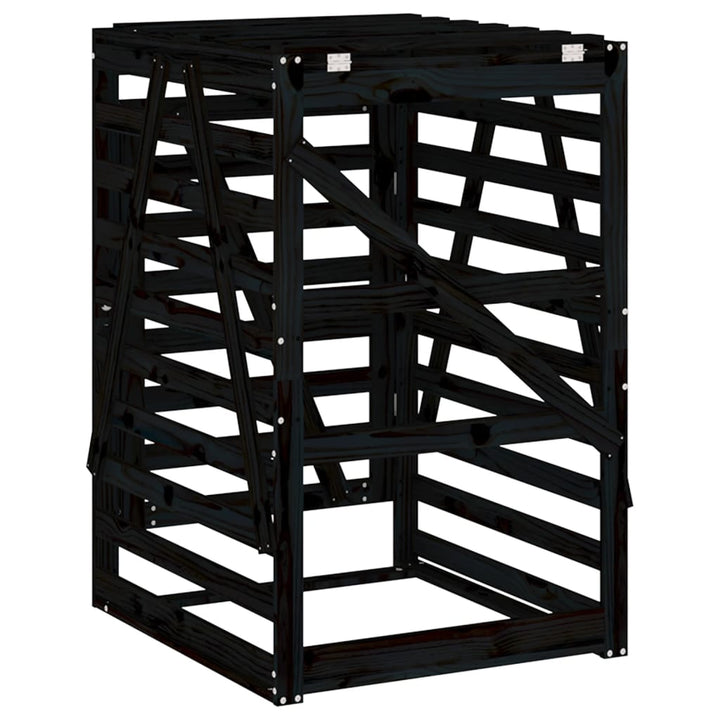 Depozitare Coș De Gunoi Negru 84X90X128,5 Cm Lemn Masiv De Pin