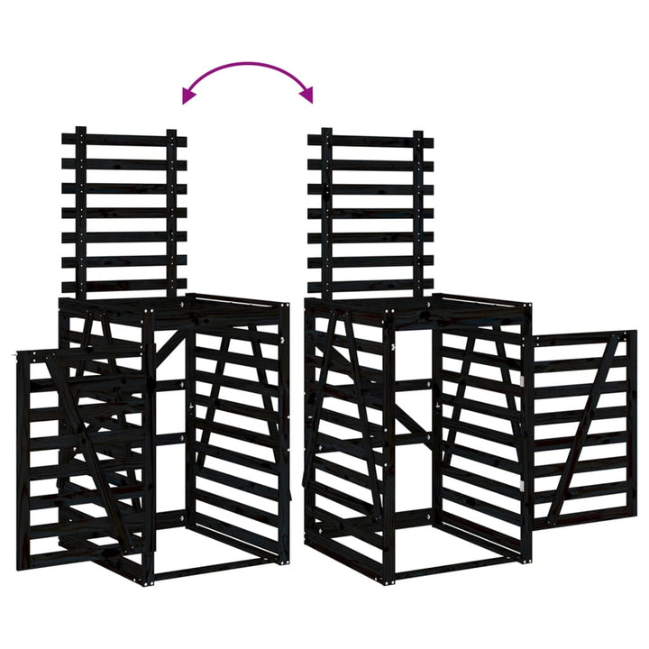 Depozitare Coș De Gunoi Negru 84X90X128,5 Cm Lemn Masiv De Pin