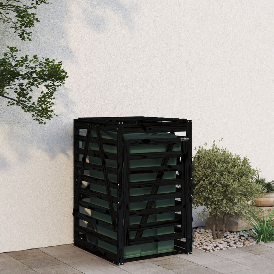 Depozitare Coș De Gunoi Negru 84X90X128,5 Cm Lemn Masiv De Pin