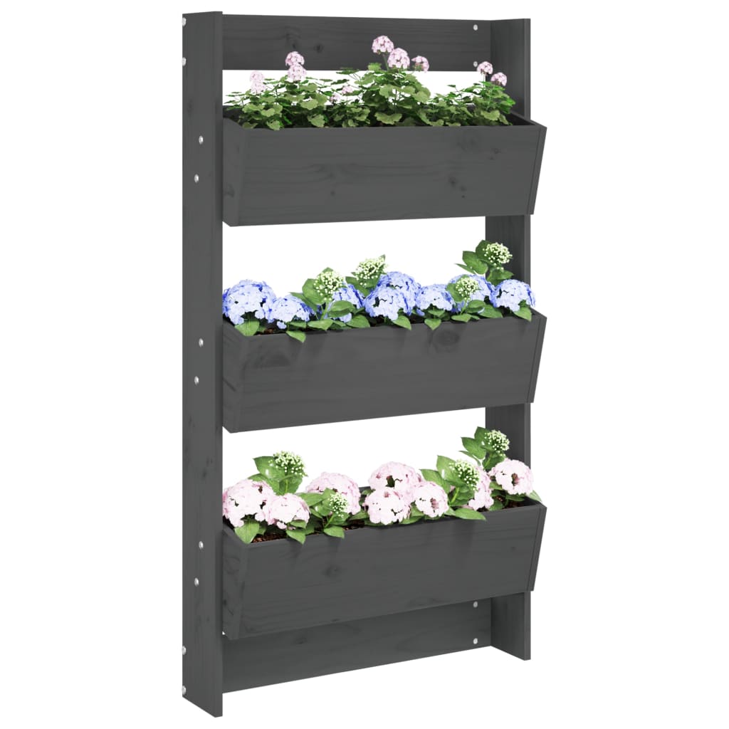 Jardinieră De Perete Cu 3 Niveluri Negru 60X18,5X110Cm Lemn Pin