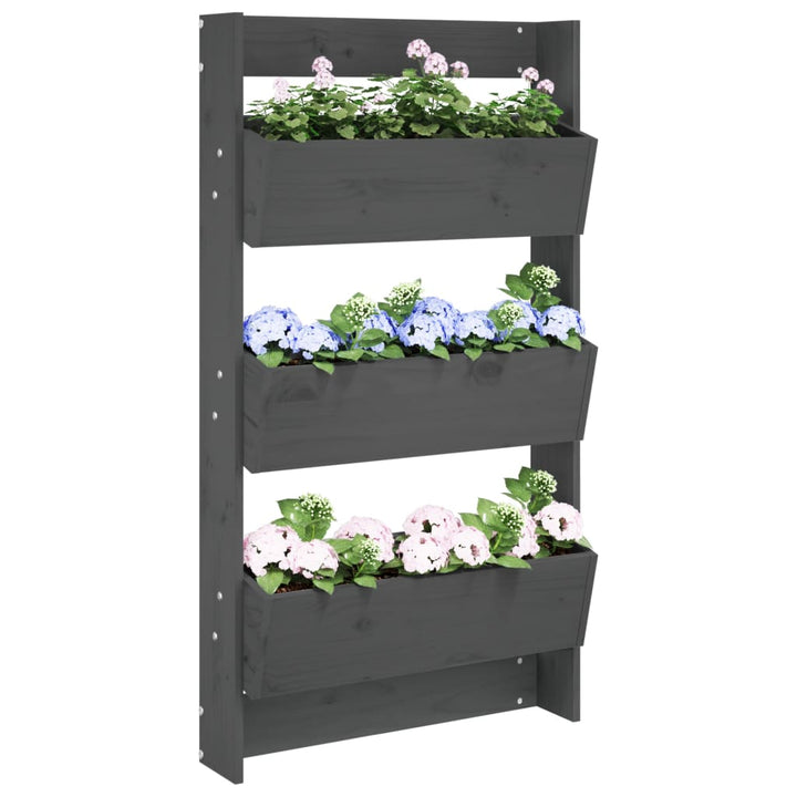 Jardinieră De Perete Cu 3 Niveluri Negru 60X18,5X110Cm Lemn Pin