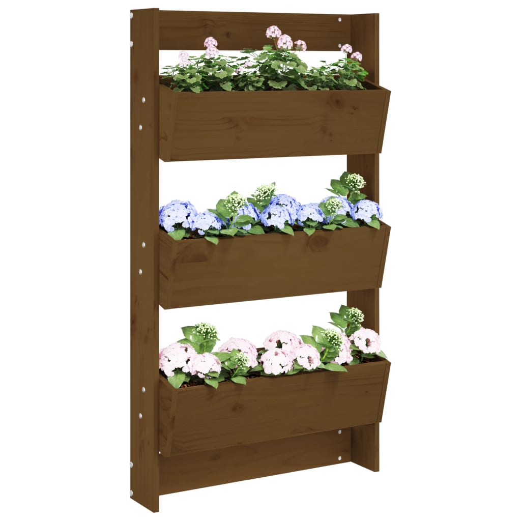 Jardinieră De Perete Cu 3 Niveluri Negru 60X18,5X110Cm Lemn Pin