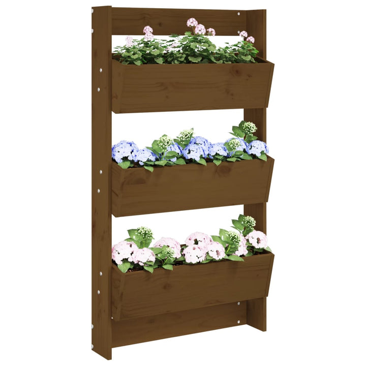 Jardinieră De Perete Cu 3 Niveluri Negru 60X18,5X110Cm Lemn Pin