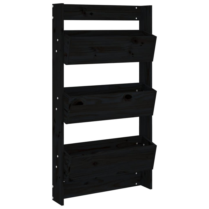 Jardinieră De Perete Cu 3 Niveluri Negru 60X18,5X110Cm Lemn Pin