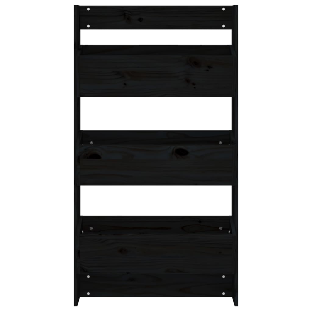 Jardinieră De Perete Cu 3 Niveluri Negru 60X18,5X110Cm Lemn Pin