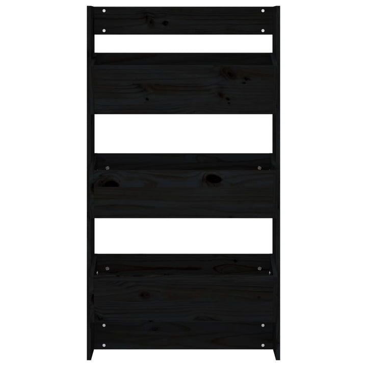 Jardinieră De Perete Cu 3 Niveluri Negru 60X18,5X110Cm Lemn Pin