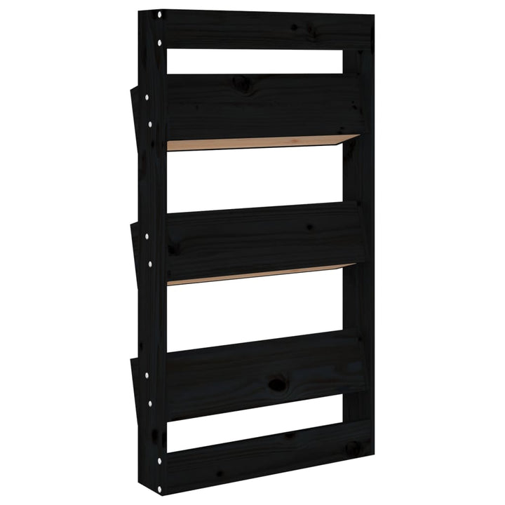 Jardinieră De Perete Cu 3 Niveluri Negru 60X18,5X110Cm Lemn Pin