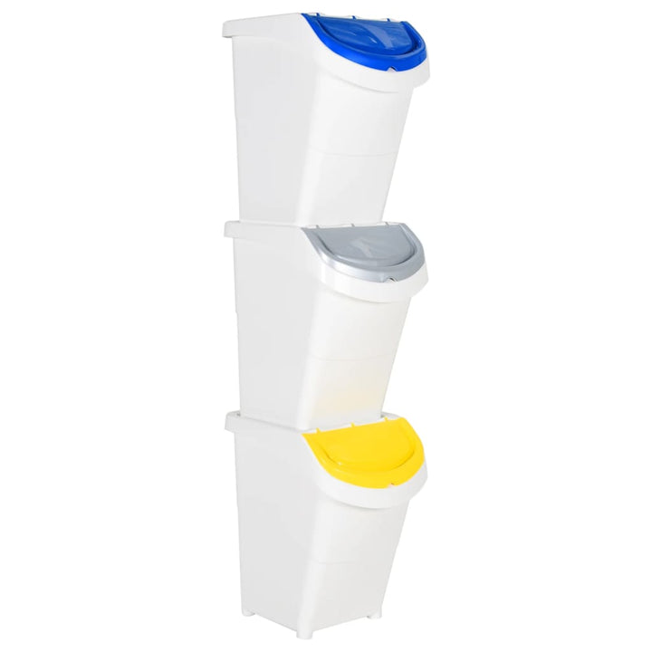 Coșuri De Gunoi Stivuibile Cu Capace, 3 Buc., , , Pp
