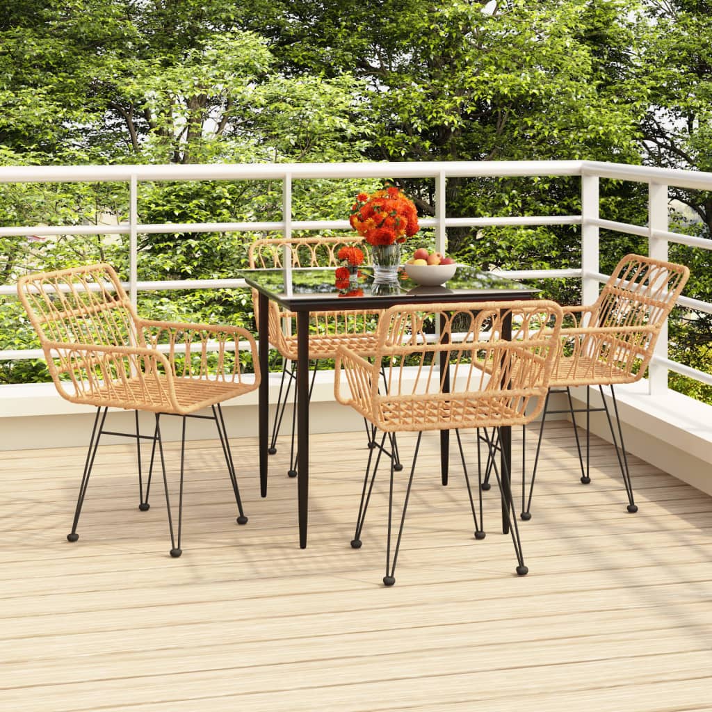 Set Mobilier De Grădină, 5 Piese, , Poliratan