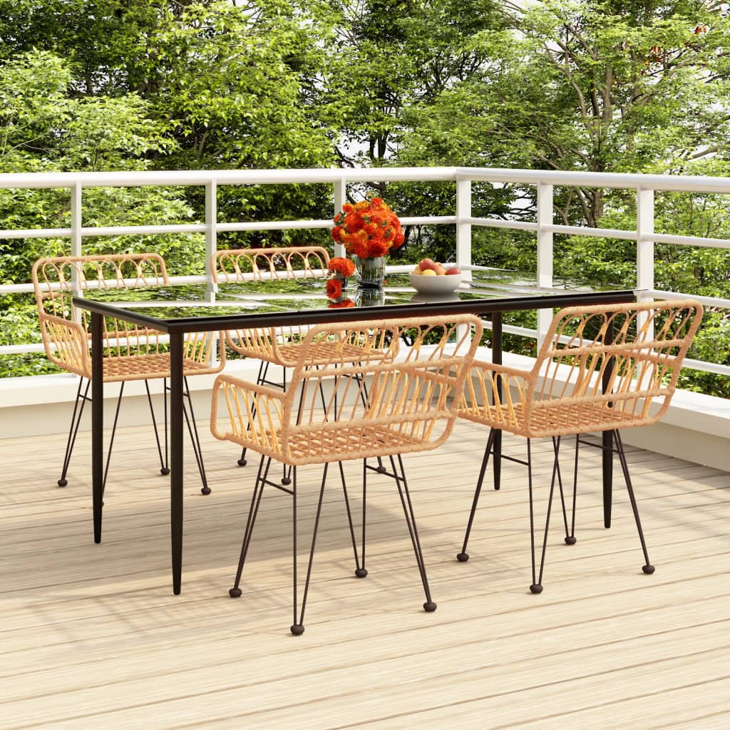 Set Mobilier De Grădină, 5 Piese, , Poliratan