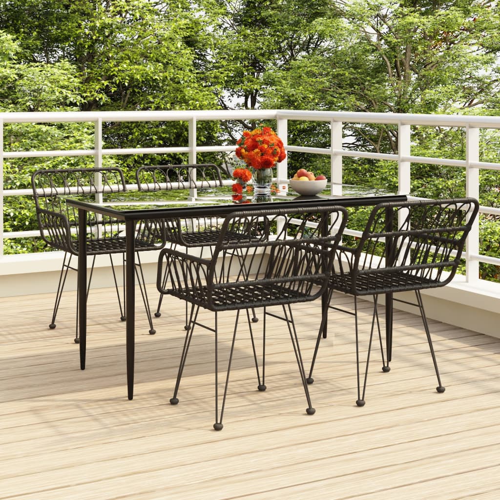 Set Mobilier De Grădină, 5 Piese, , Poliratan