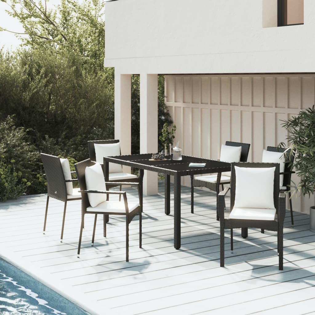 Set Mobilier De Grădină Cu Perne, 7 Piese, , Poliratan