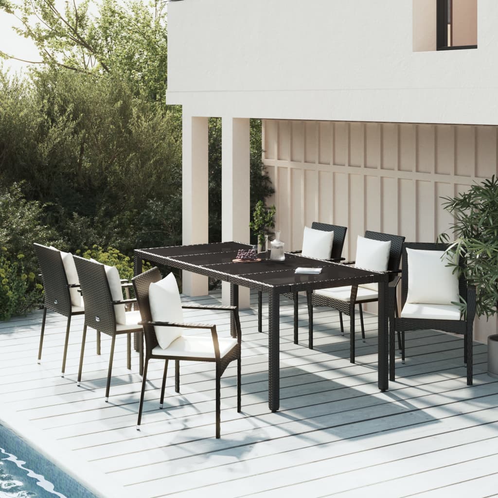 Set Mobilier De Grădină Cu Perne, 7 Piese, , Poliratan