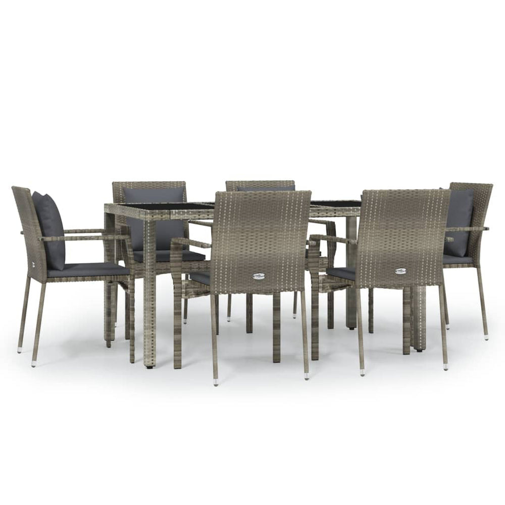 Set Mobilier De Grădină Cu Perne, 7 Piese, , Poliratan
