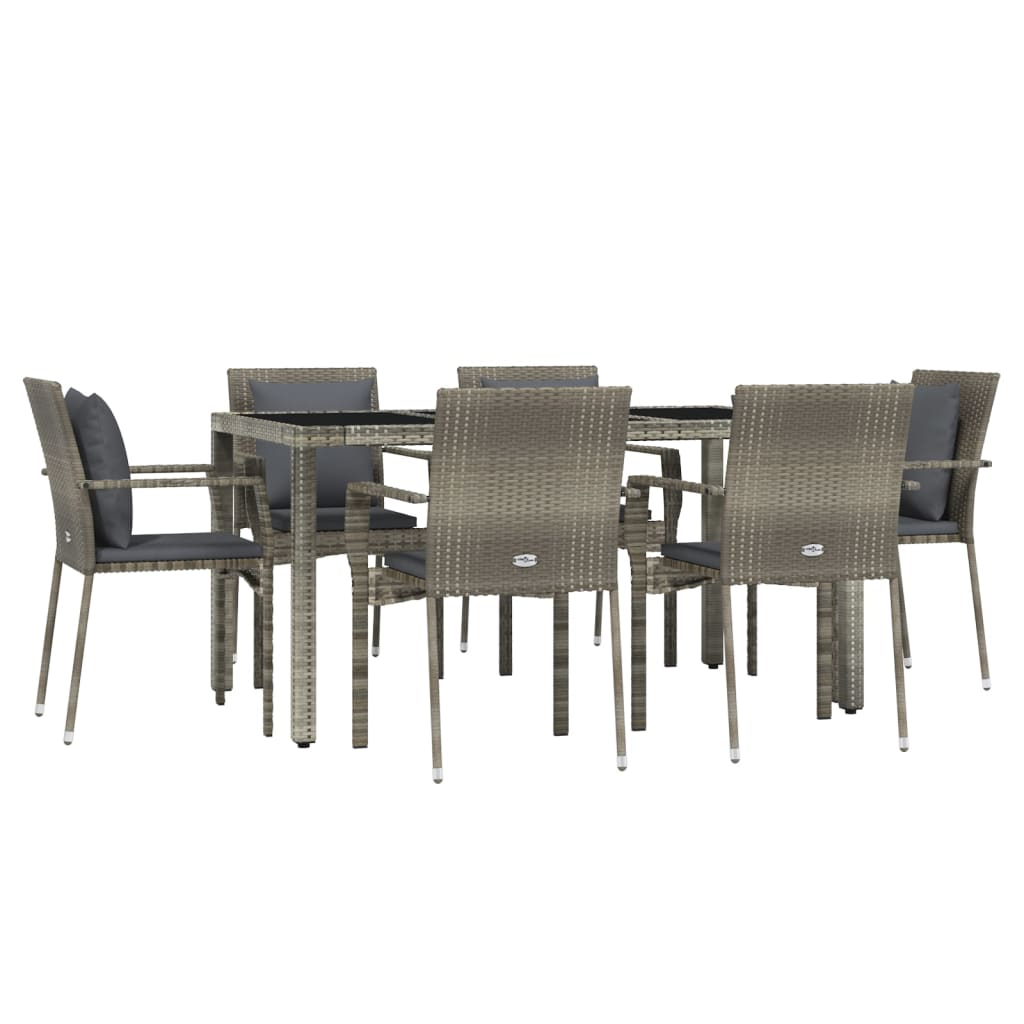 Set Mobilier De Grădină Cu Perne, 7 Piese, , Poliratan
