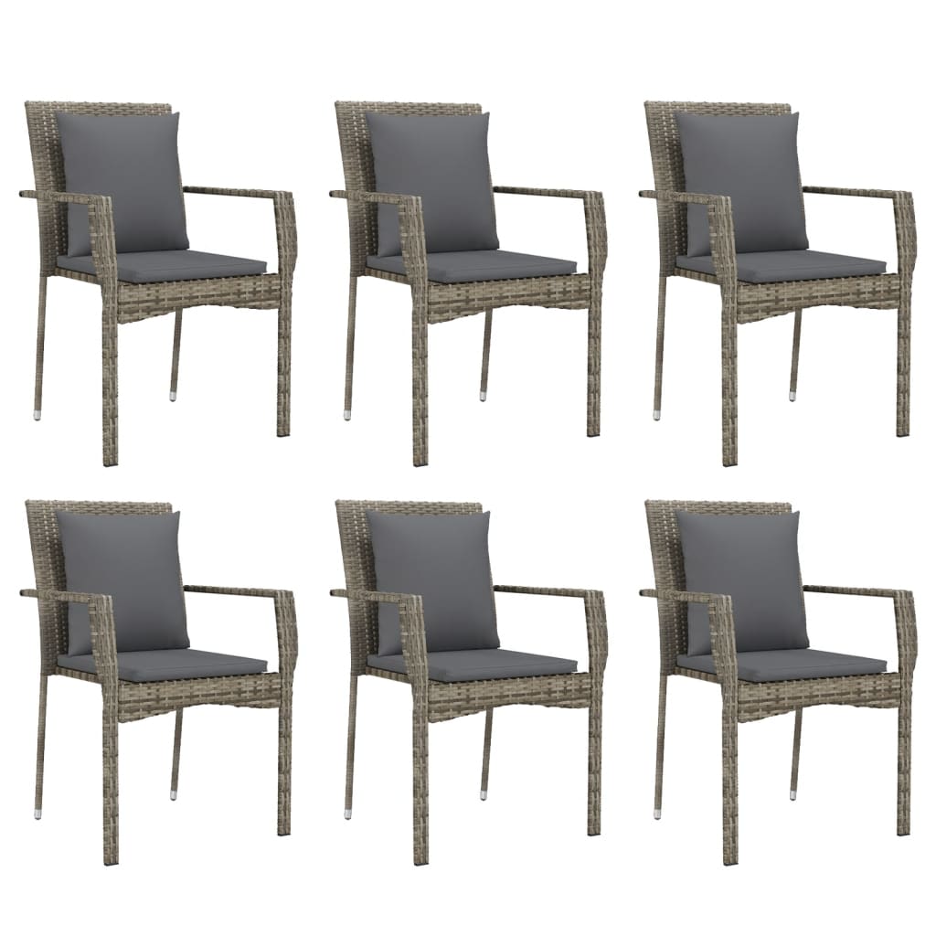 Set Mobilier De Grădină Cu Perne, 7 Piese, , Poliratan