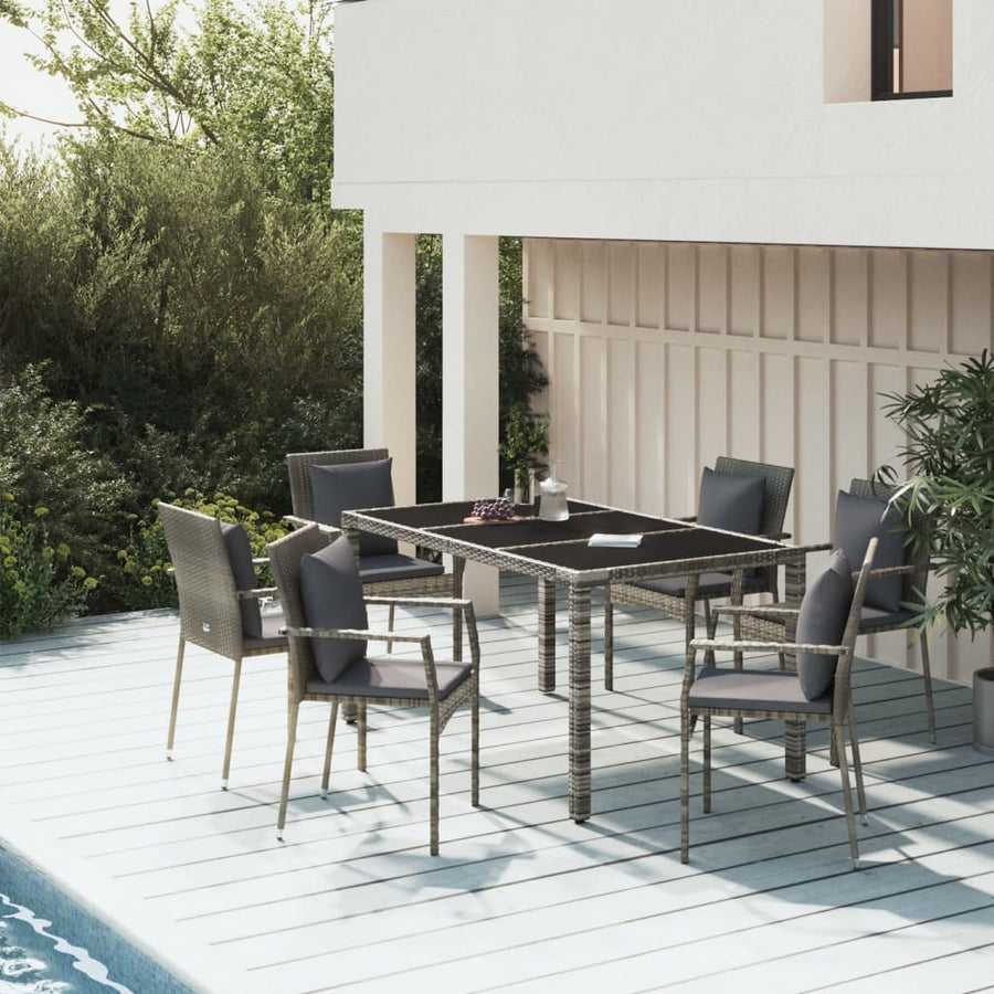 Set Mobilier De Grădină Cu Perne, 7 Piese, , Poliratan