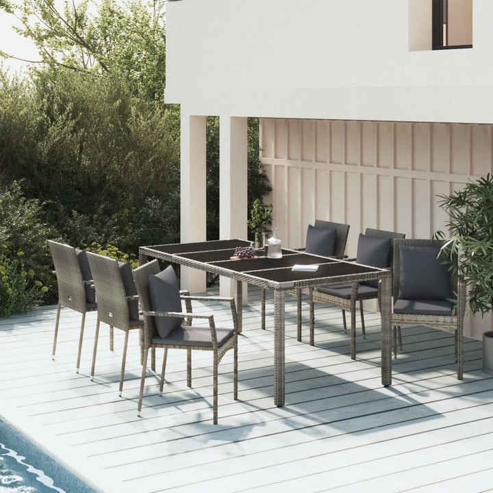 Set Mobilier De Grădină Cu Perne, 7 Piese, , Poliratan
