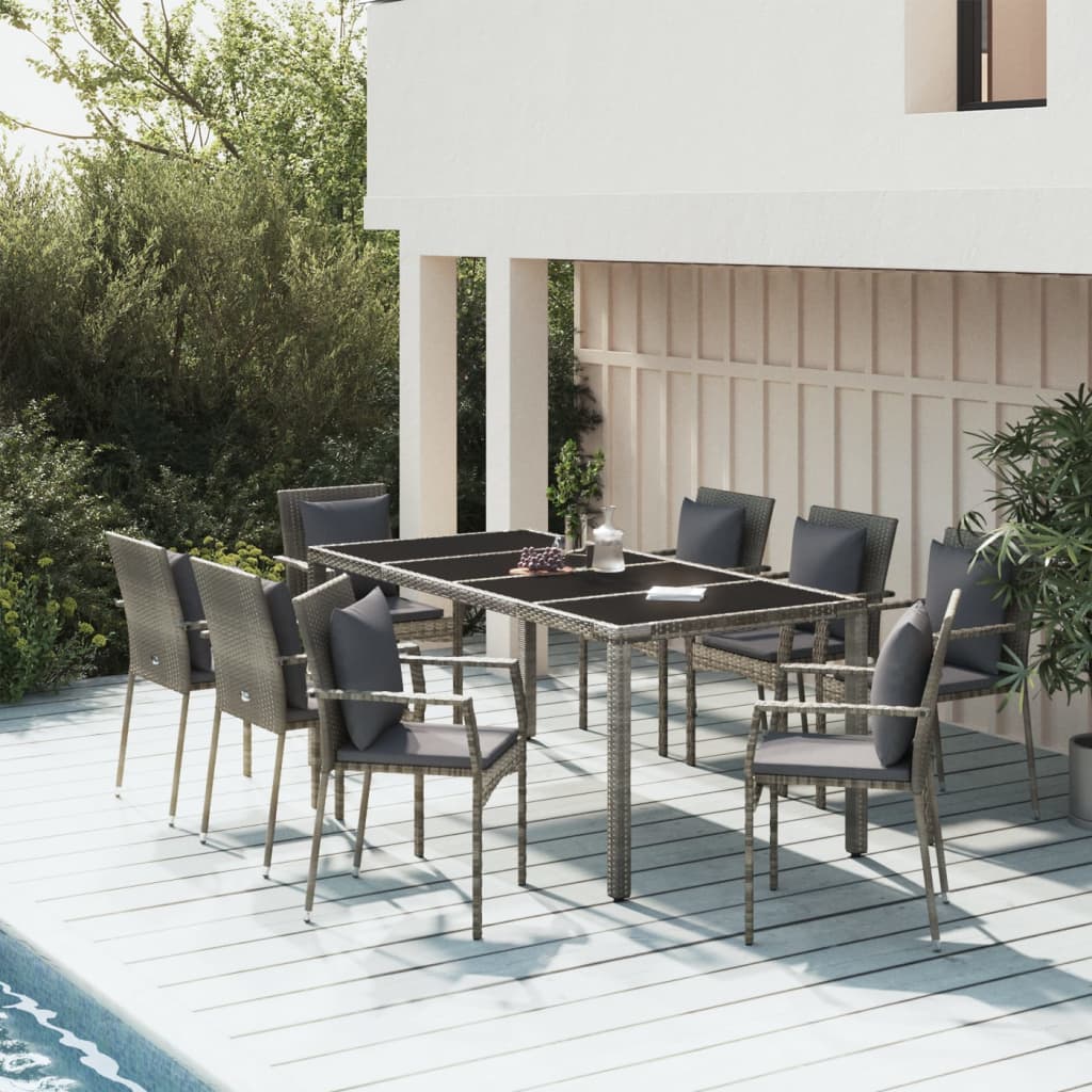 Set Mobilier De Grădină Cu Perne, 7 Piese, , Poliratan