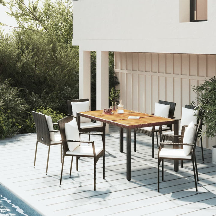 Set Mobilier Grădină Cu Perne, 9 Piese, , Poliratan