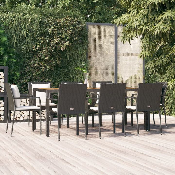 Set Mobilier Grădină Cu Perne, 9 Piese, , Poliratan