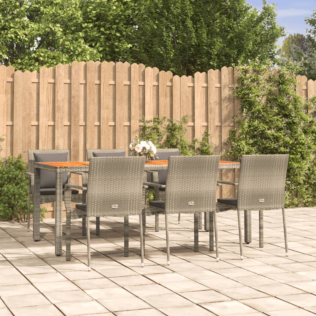 Set Mobilier Grădină Cu Perne, 9 Piese, , Poliratan