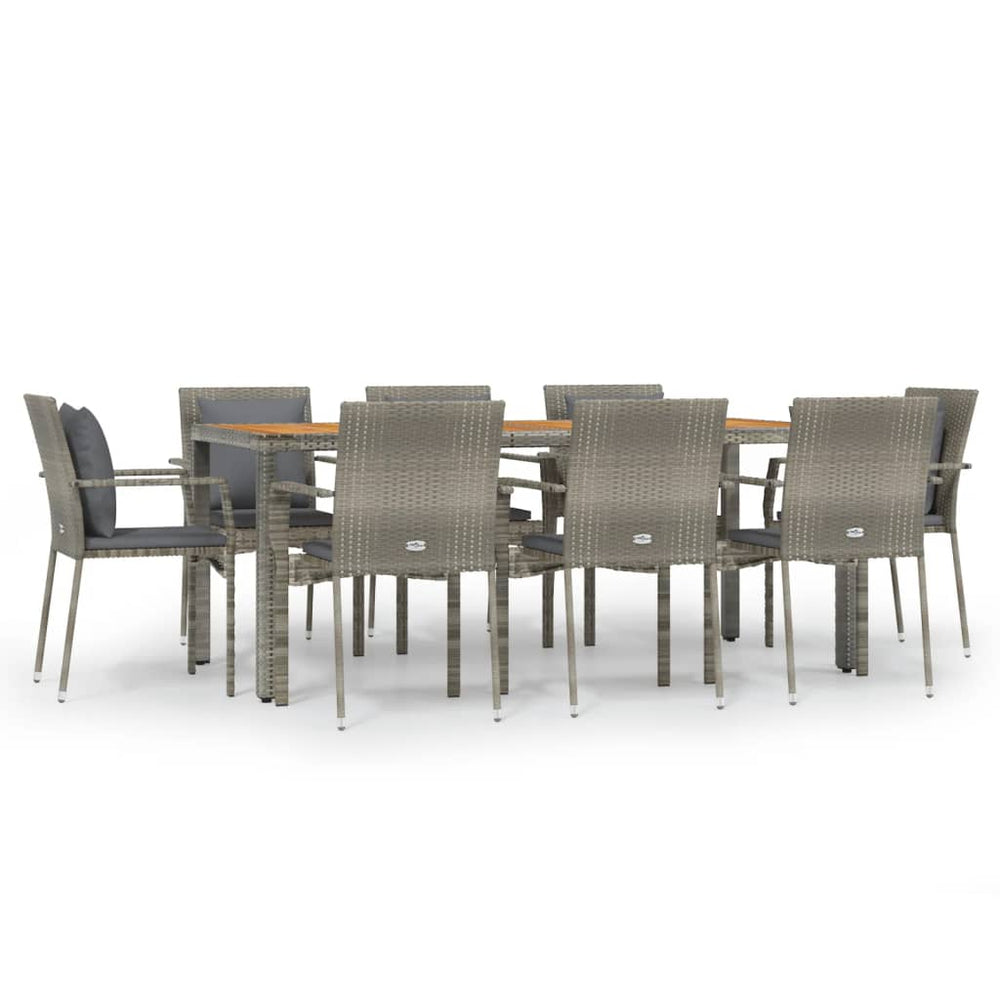 Set Mobilier Grădină Cu Perne, 9 Piese, , Poliratan