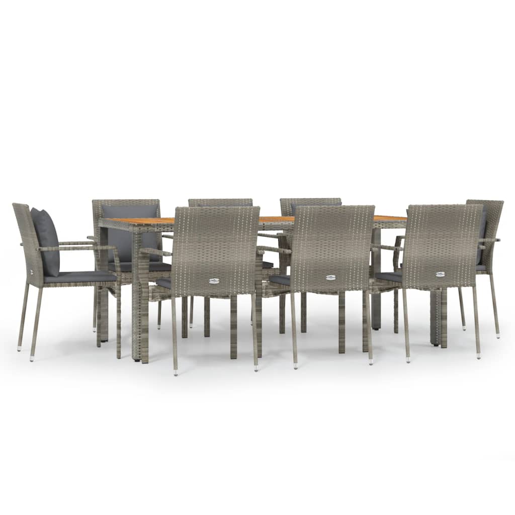 Set Mobilier Grădină Cu Perne, 9 Piese, , Poliratan