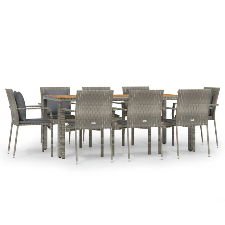 Set Mobilier Grădină Cu Perne, 9 Piese, , Poliratan