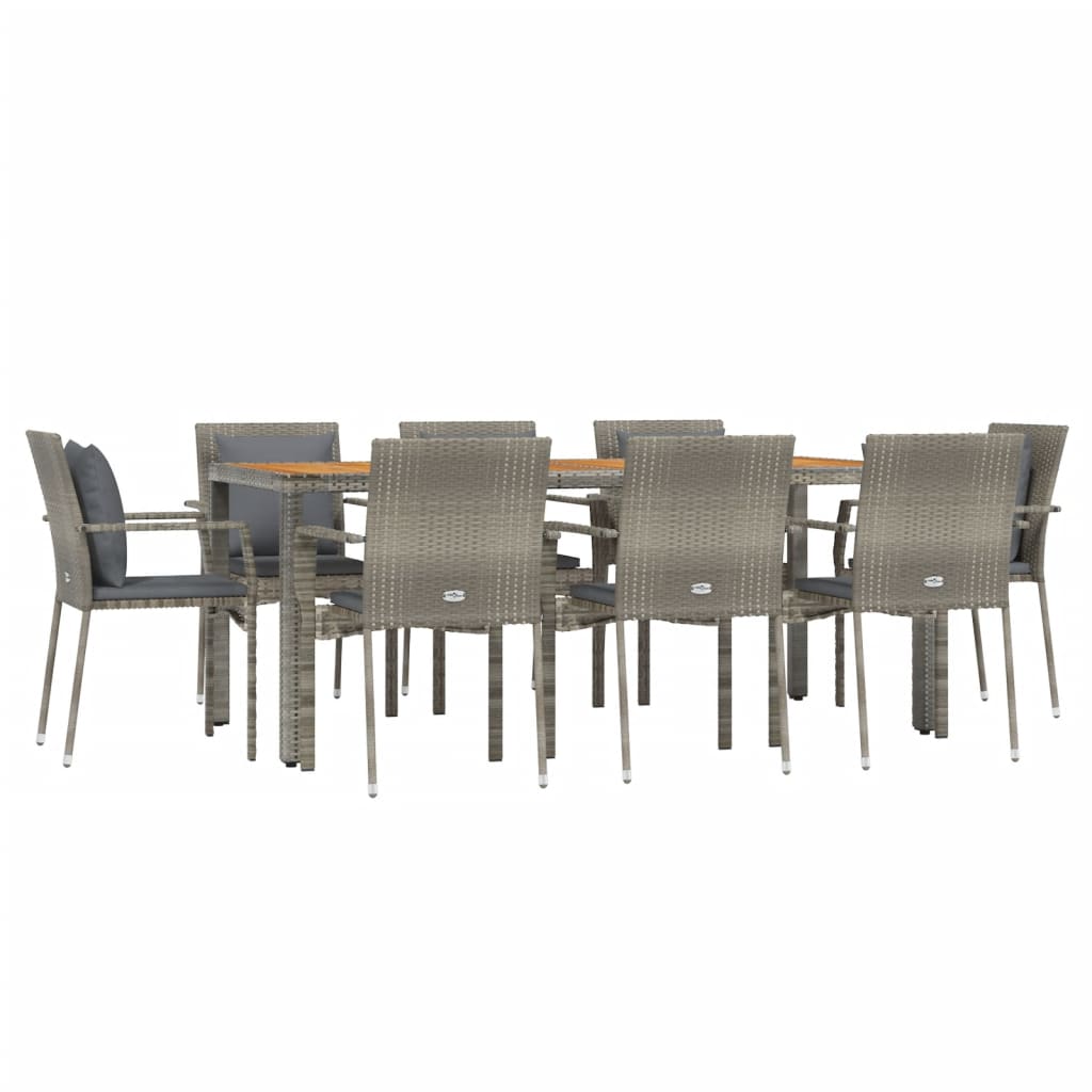Set Mobilier Grădină Cu Perne, 9 Piese, , Poliratan