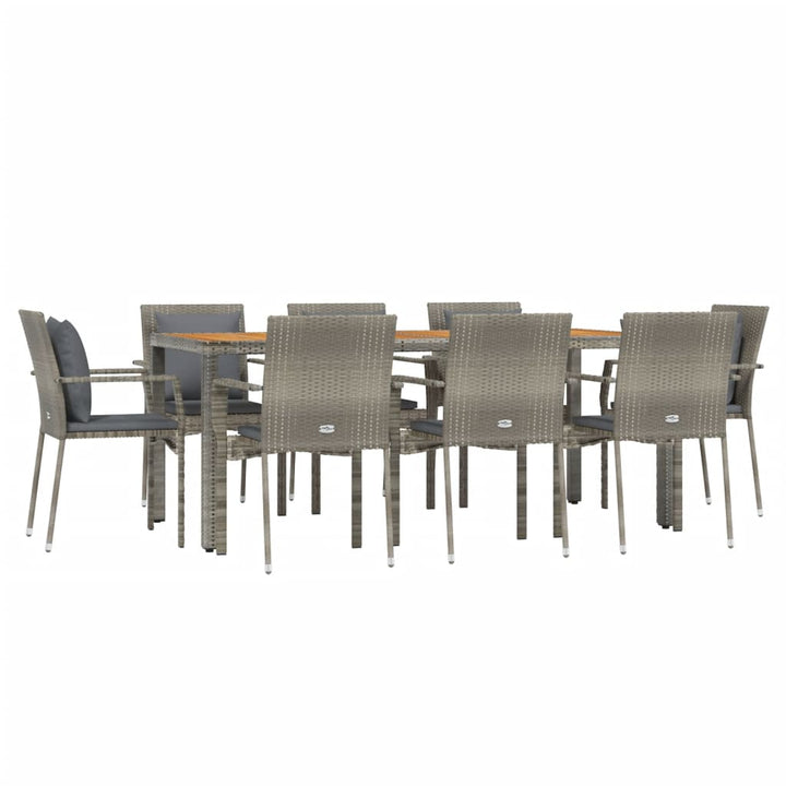 Set Mobilier Grădină Cu Perne, 9 Piese, , Poliratan