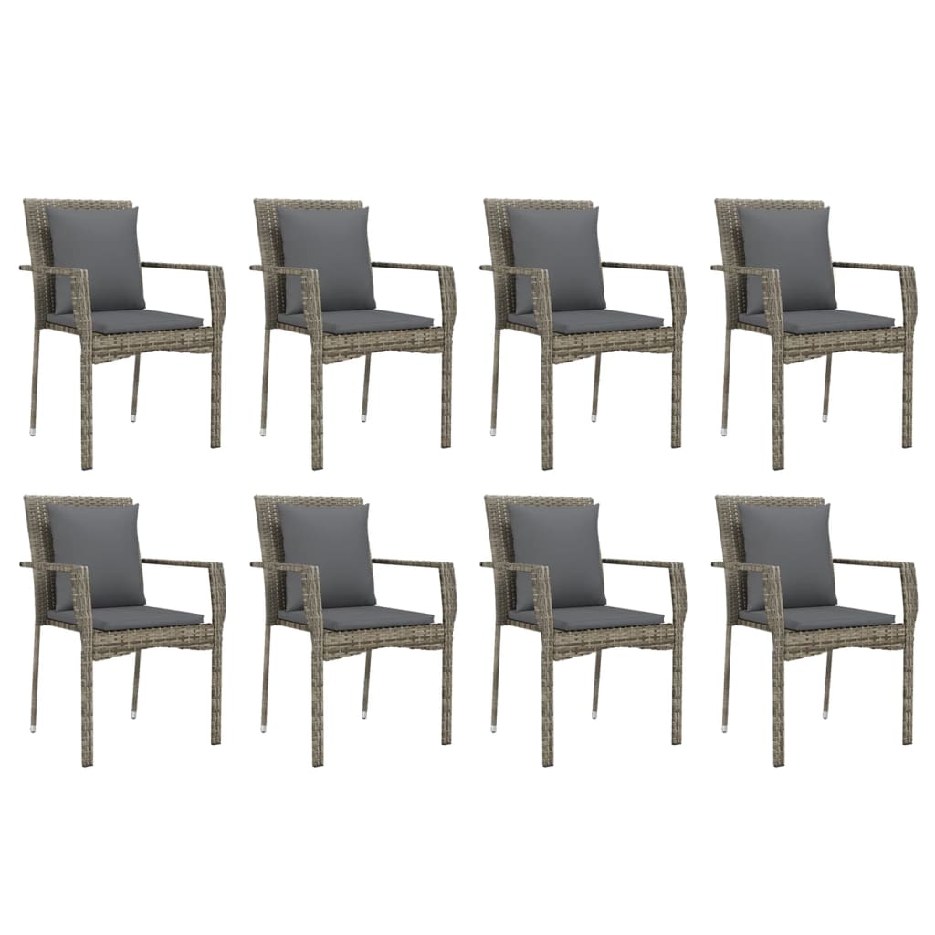 Set Mobilier Grădină Cu Perne, 9 Piese, , Poliratan