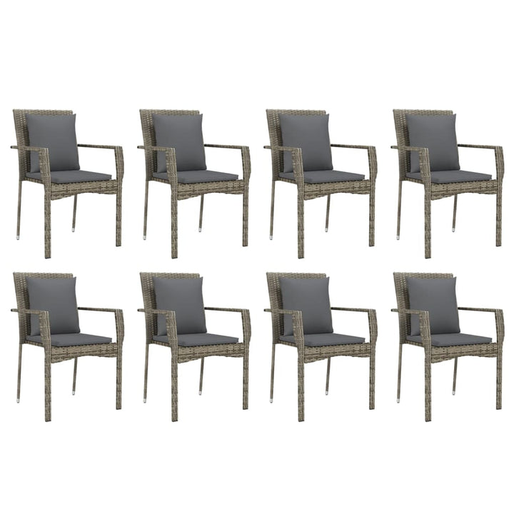 Set Mobilier Grădină Cu Perne, 9 Piese, , Poliratan