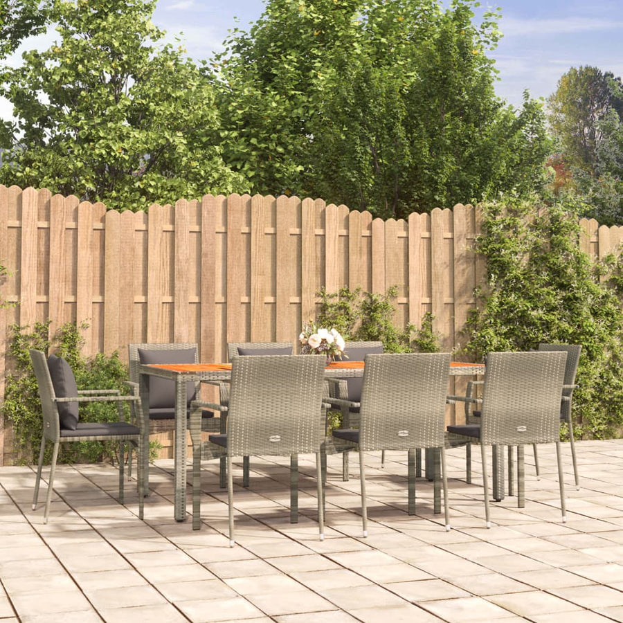 Set Mobilier Grădină Cu Perne, 9 Piese, , Poliratan