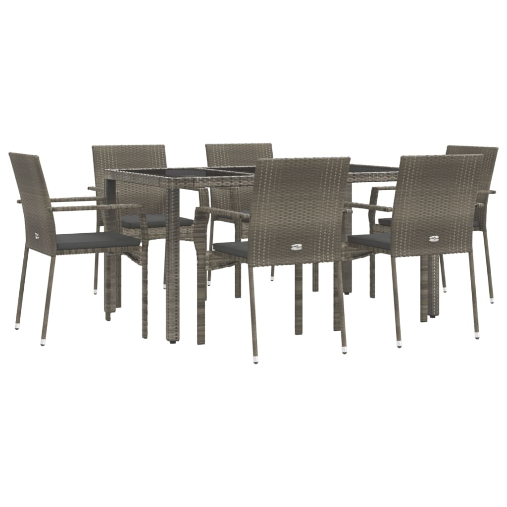 Set Mobilier De Grădină Cu Perne, 7 Piese, , Poliratan