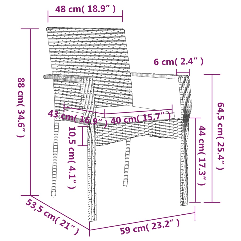Set Mobilier De Grădină Cu Perne, 3 Piese, , Poliratan