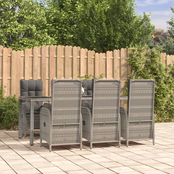 Set Mobilier De Grădină Cu Perne, 5 Piese, Gri, Poliratan
